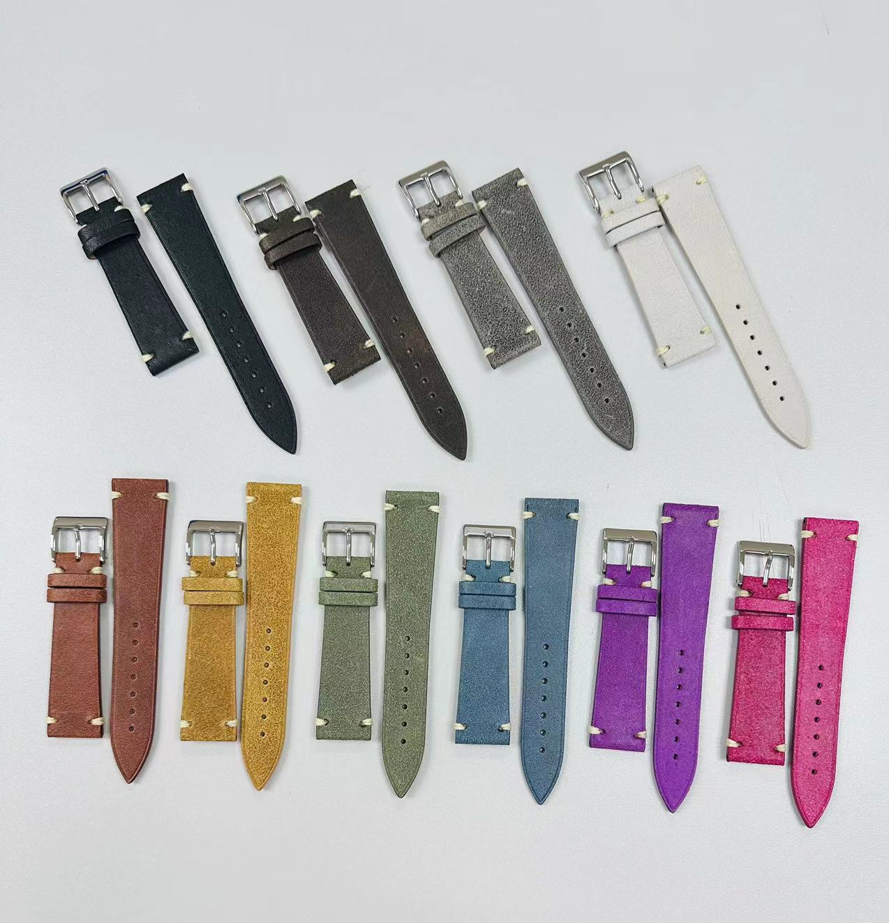 Hand-stitched frosted Calf Leather watch strap