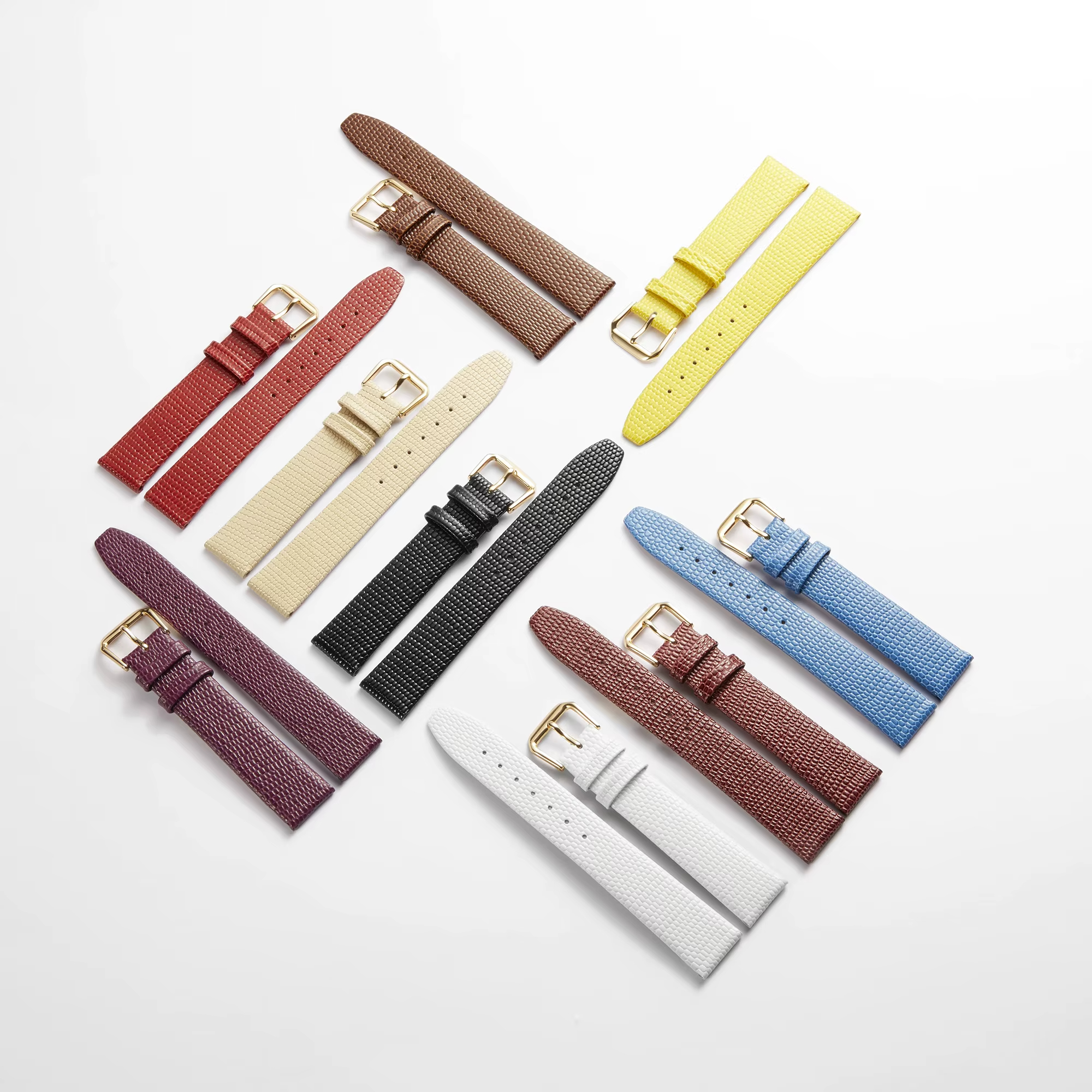 Embossed Lizard Grain Calf Leather Watch Strap